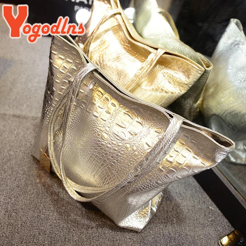 Yogodlns Bags Large Capacity One Shoulder PU CrossBorder Crocodile Pattern HandBag Foreign Trade Fashion Europe And The United