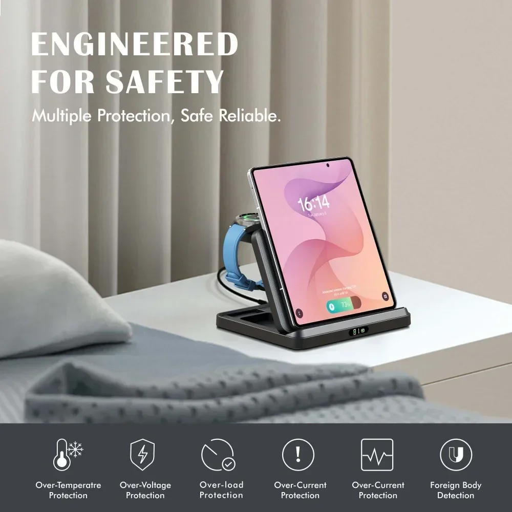 3-in-1 Faltbares Kabelloses Ladegerät für Samsung Z Flip/Z Fold 8 Ultra/7/6/5/ Galaxy Watch 9/8/7/6 Buds4/3 Pro Schnelllade-Station – Detail 2