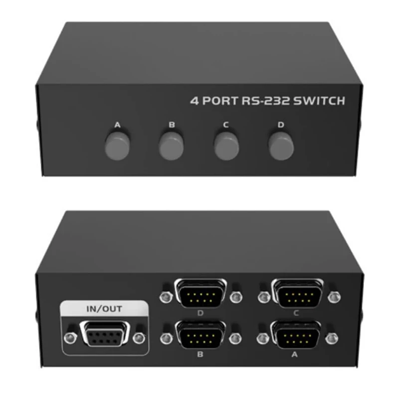 Serial DB9 Pin RS232 Switcher 4 in 1 out Bidirectional switch (1 host at a time) Sharer PC Console Sharing Selector Controller