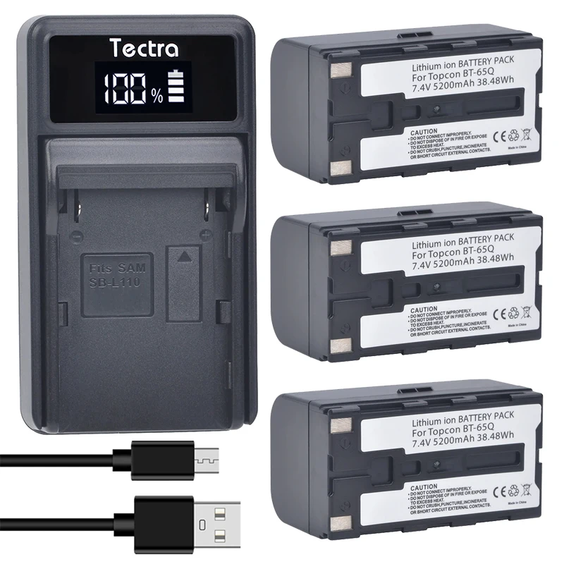 5200mAh BT-65Q BT 65Q BT65Q Battery + Charger for Topcon BT-60Q BT-61Q BT-66Q Topcon FC 200 2200 2500,GPT-7000i 7500 GTS-750 900