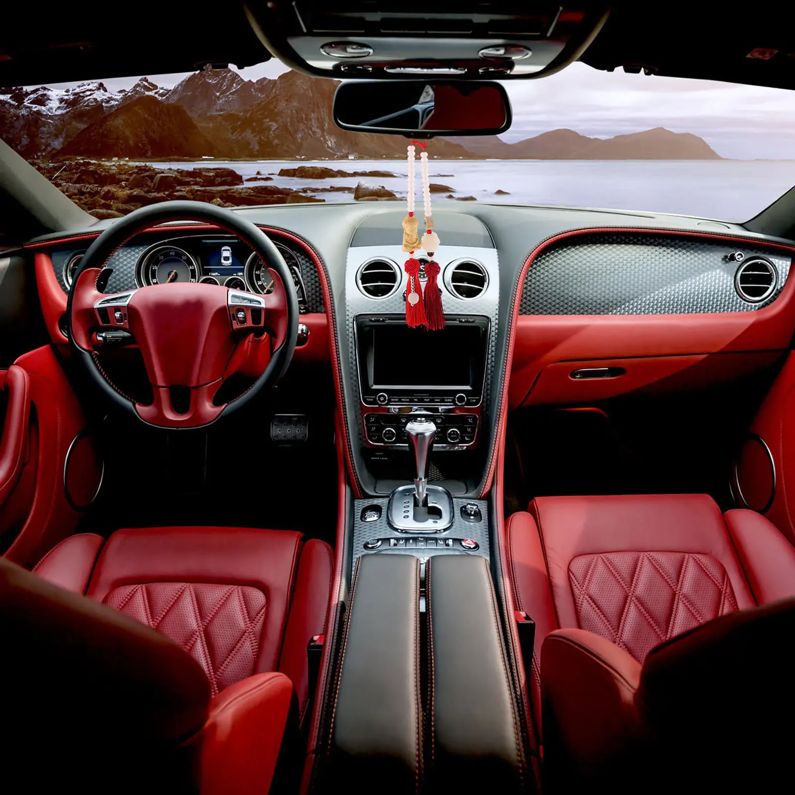 

Lotus Bead Car Pendant Handmade Wooden Buddha Hanging Ornament for Rear View Mirror Automotive Decoration Interior Accessory