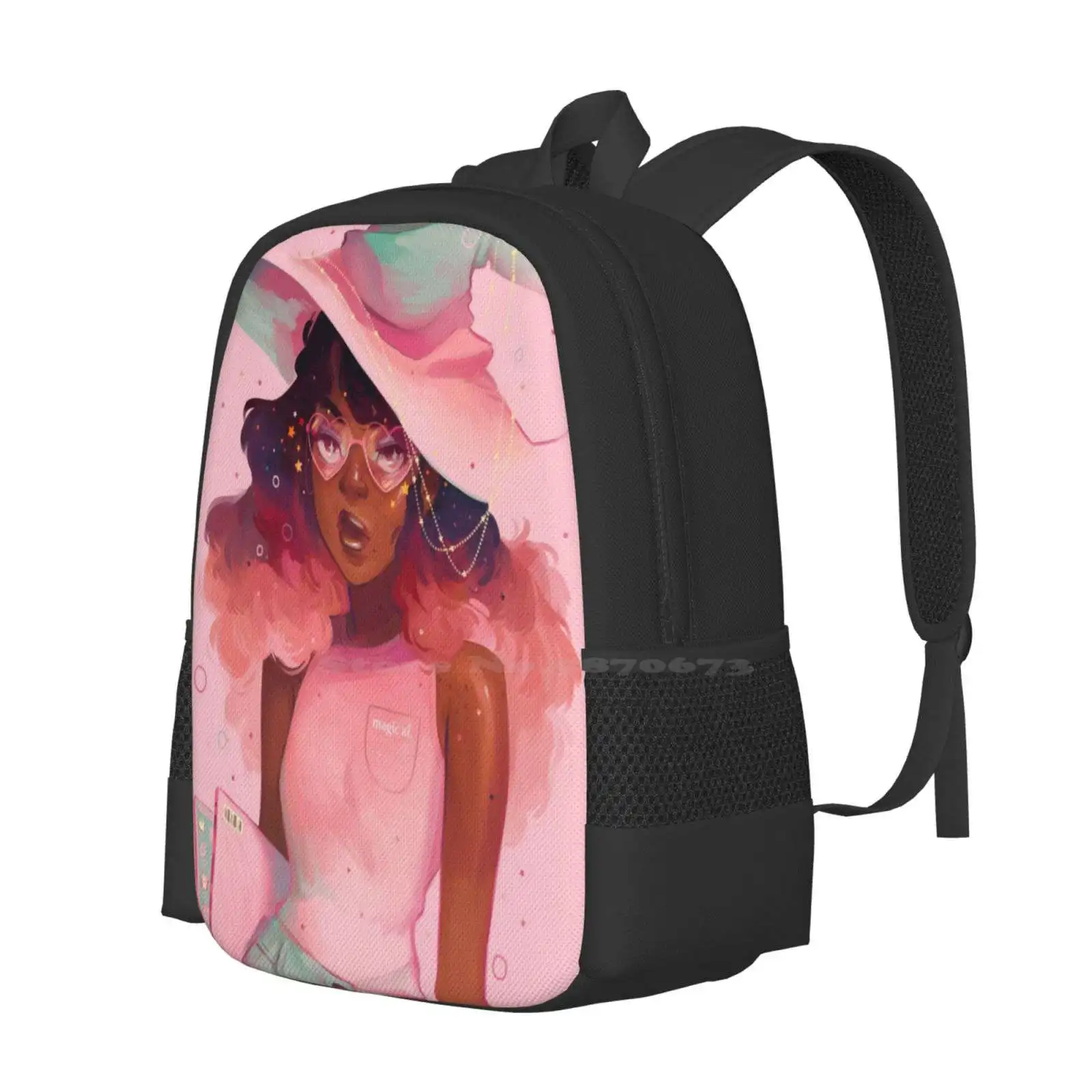 Magic Backpack For Student School Laptop Travel Bag Witch Magical Girl Pastel Mage Chic Pink Aesthetic Mint