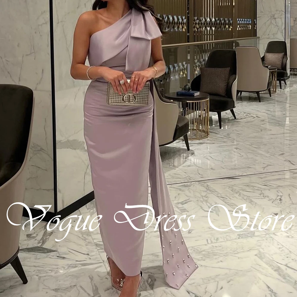 Customized Temperament Crystal Satin Purple One Shoulder Evening Dress High Quality Straight Sleeveless Bespoke Occasion Gowns