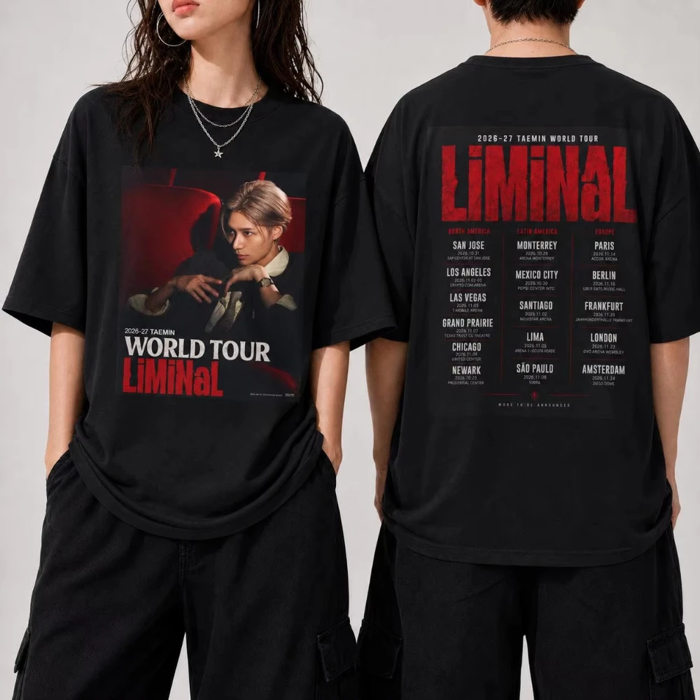 2026 LiMiNaL World Tour Double Sided Print T-Shirt Men Women Vintage Cotton Short Sleeve T Shirt Summer Tees Oversized Y2K Tops