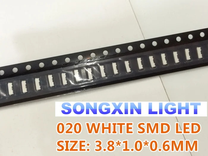 20PCS 020 White 3806 3810 Side View SMD/SMT CW 3.8*1.0*0.6mm 6000-9000K Light emitting diode Lamp bead 020 SMD led white