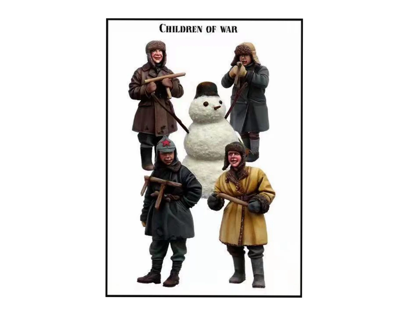 Kit de modelo de resina para niños y muñeco de nieve, 1/35