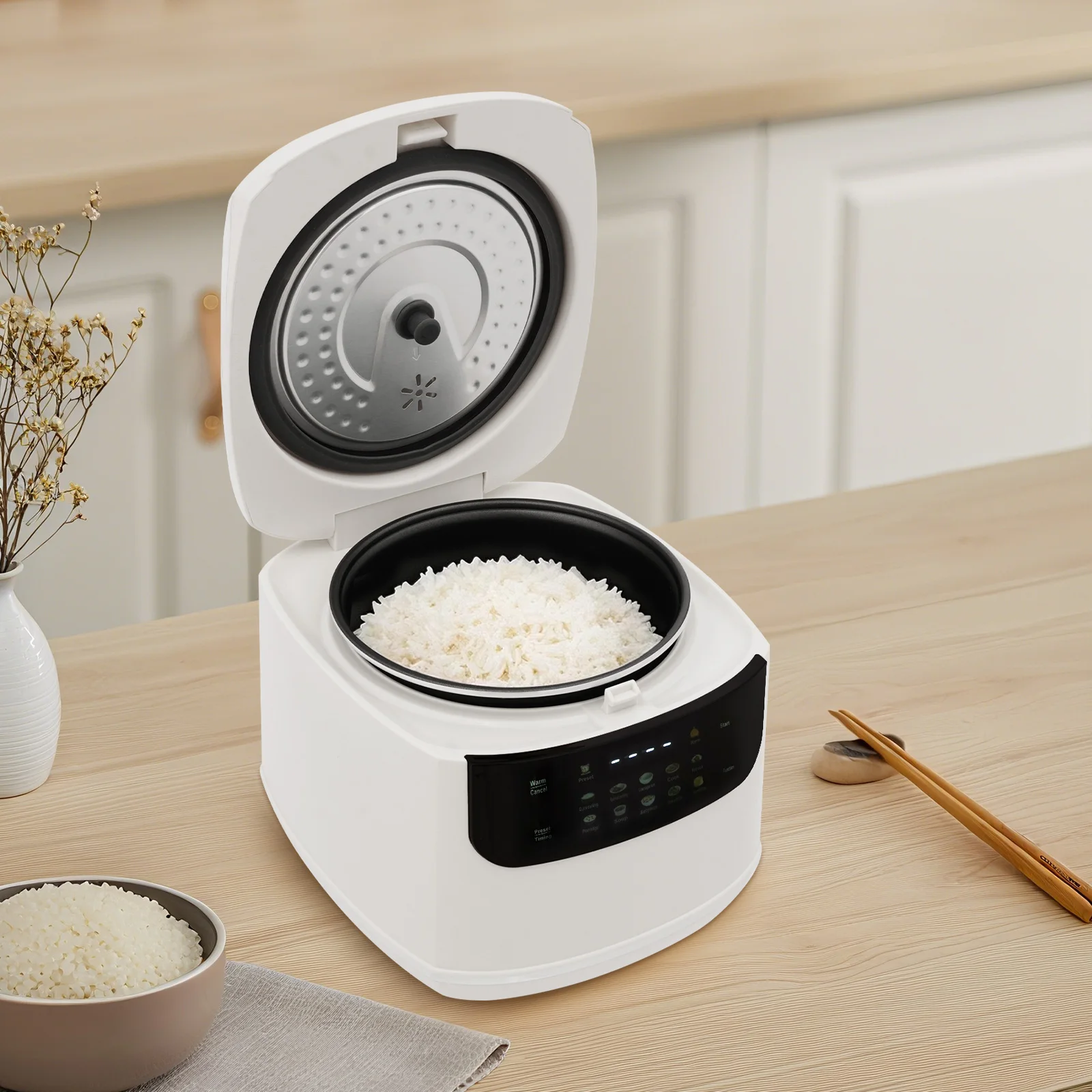 Olla arrocera eléctrica portátil de 2L, Mini olla arrocera multifunción, olla antiadherente preestablecida de 24 horas para sopa de gachas de arroz