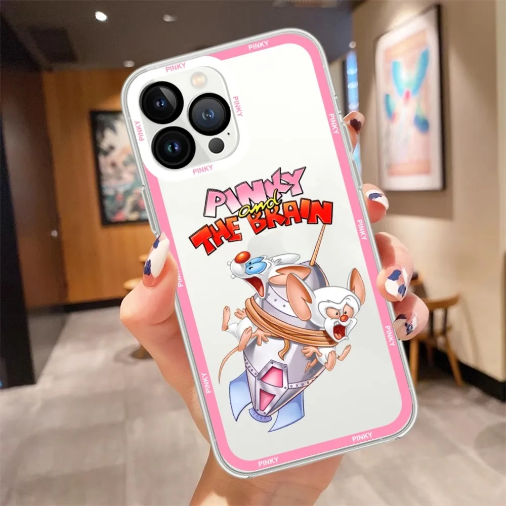 Cartoon Pinky and the Brain Phone Case For iPhone 11 12 Mini 13 14 15 Pro Max Transparent Shell