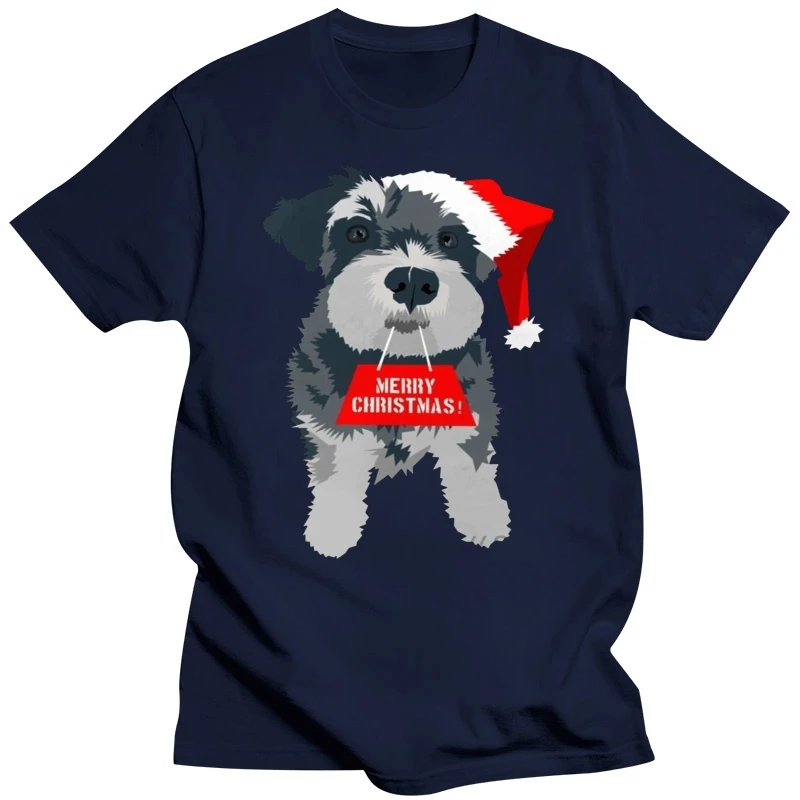 Uomo Su Ordinazione Di Natale In Miniatura Schnauzer Cappello da Babbo Natale T Shirt Per Unisex Divertente