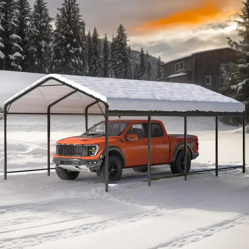 

Portable 12'x20' Carport with Reinforced Base for Trucks, Boats, Cars, and Tractors - Heavy-Duty Galvanized Shelter