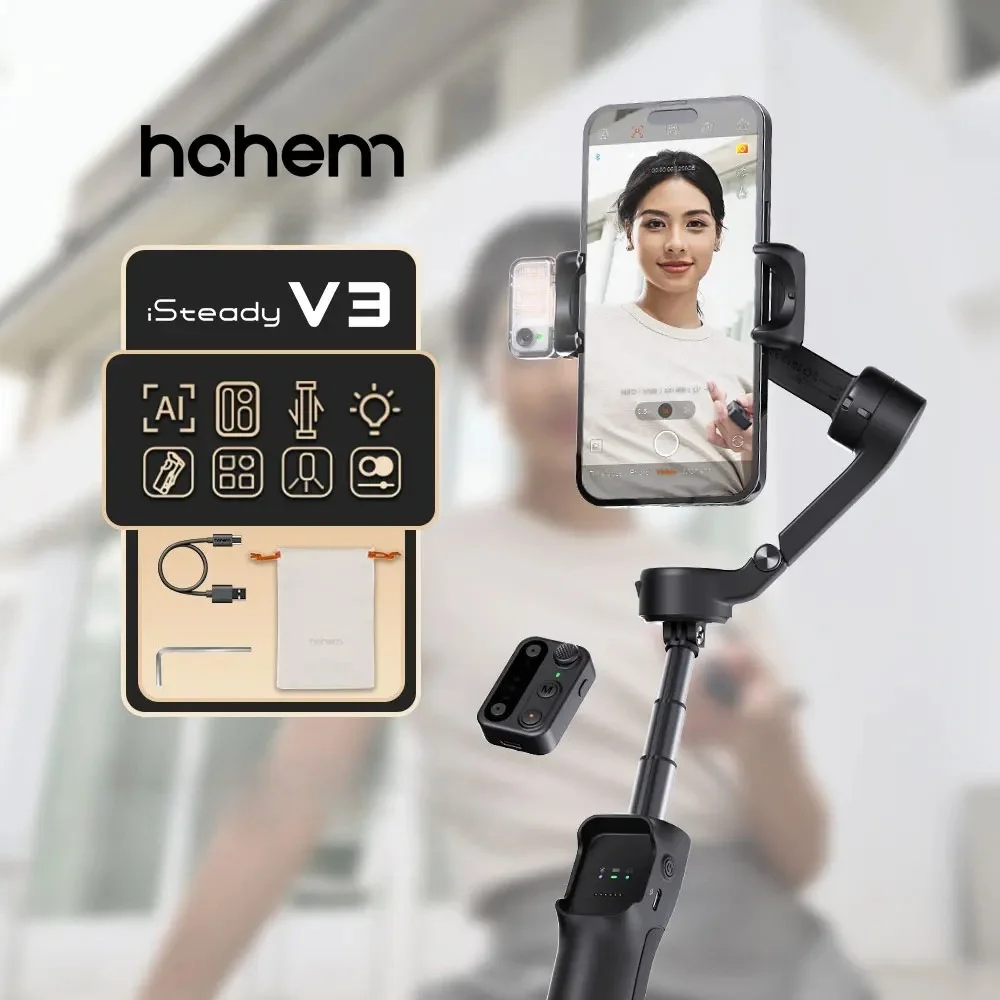 

Hohem V3 Smartphone Stabilizer Ai Face Tracking 3-Axis Anti-shake Foldable Extension Vlog Remote Control Shooting Artifacts