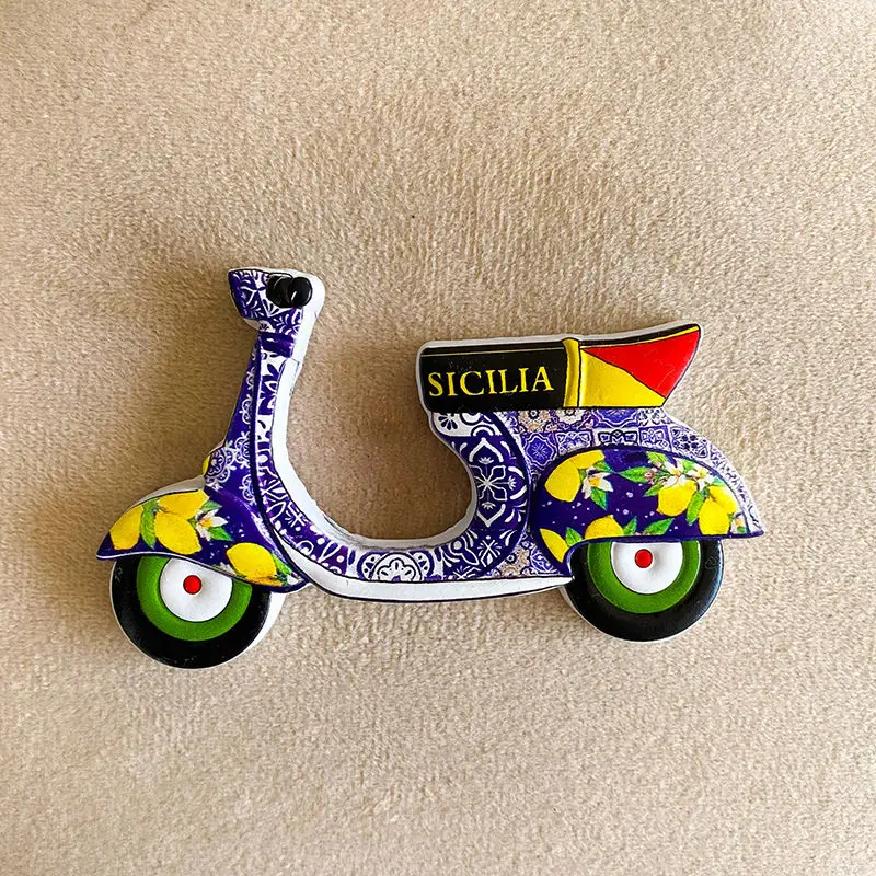 

Italy Sicily Tourist Souvenirs3d3D Creative Electric Car Magnetic Fridge Magnet Cultural and Creative Decoration