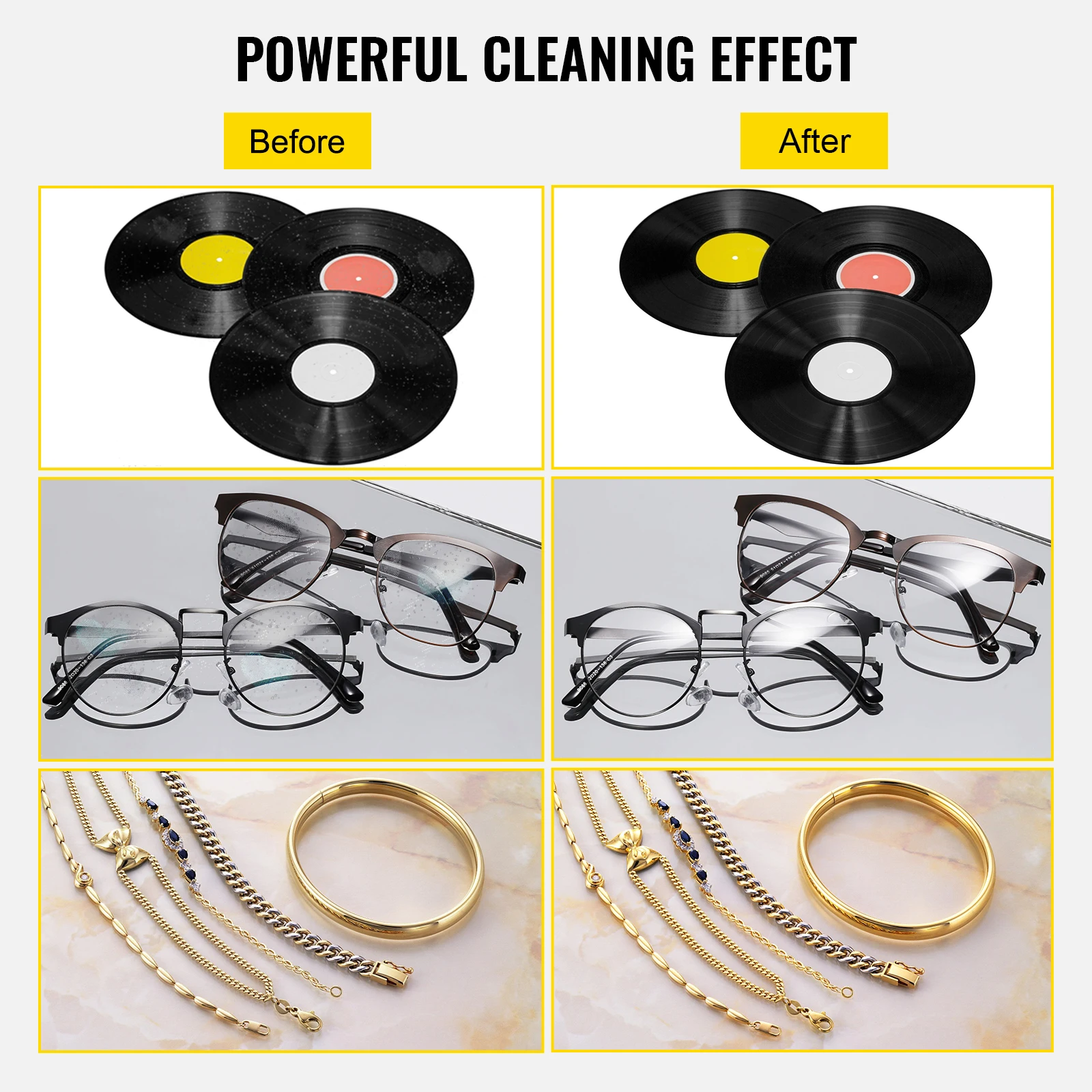 Limpiador Ultrasónico Sihao de 180W y 6L para Discos de Vinilo, con Control Mecánico de Perilla y Soporte, para Lentes de Contacto, Joyería Dental