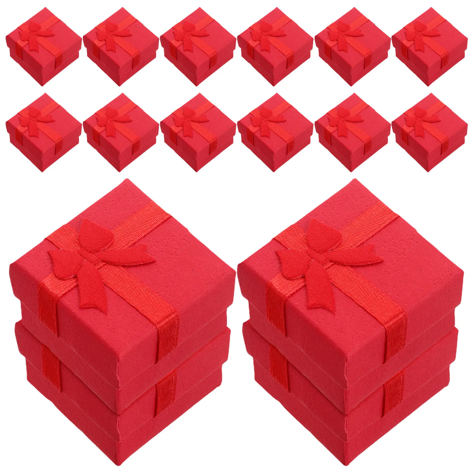 

24Pcs Lavender Butterfly Bow Square Ring Box Jewelry Display Case for Engagement Wedding Anniversary Valentine Proposal Small