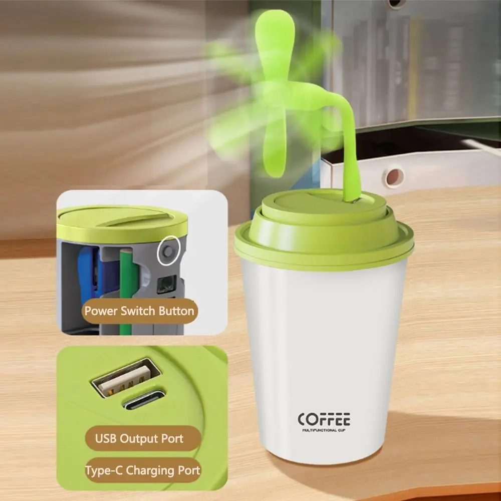 7 in 1 เด็กชุดเครื่องเขียนถ้วยกาแฟแบบพกพาการเรียนรู้ถ้วยพร้อมพัดลมเย็บกระดาษโรงเรียนเขียนอุปกรณ์