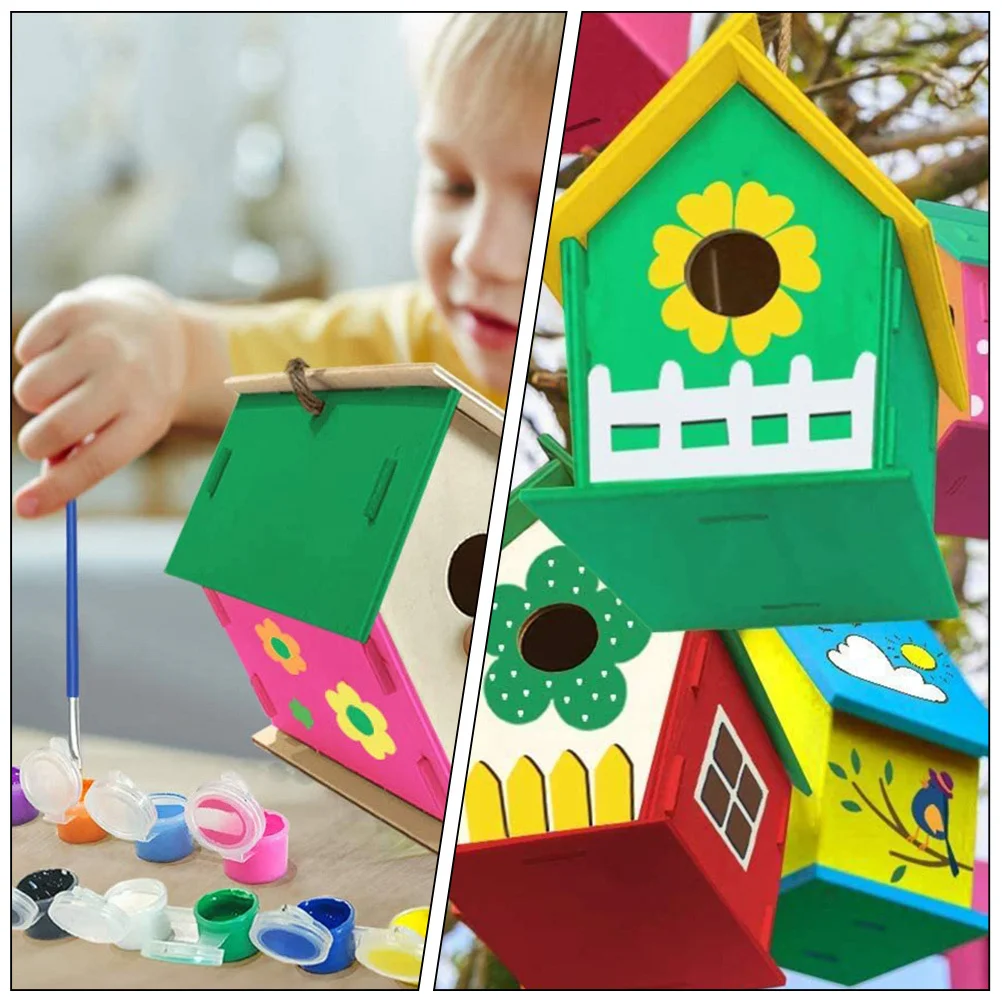 ชุดทำกระดิ่งลมรูปบ้านนก 1 ชุด ประกอบง่าย ระบายสีได้ เสริมสร้างทักษะการเคลื่อนไหวอย่างละเอียด ฝึกการสร้างสรรค์ ของขวัญสำหรับเด็ก