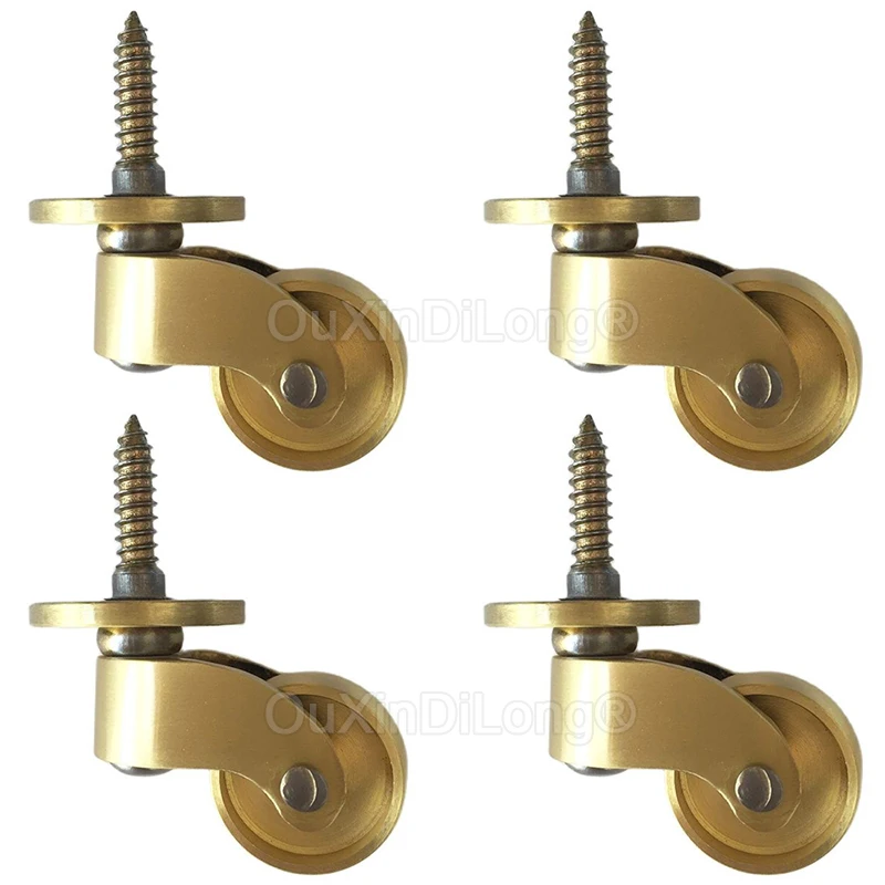 

4PCS 1Inch Universal Stem Casters Brass Castor 360 Degree Rotation Swivel Wheel Roller for Furnitur/Trolley/Chairs/Cabinet DC175