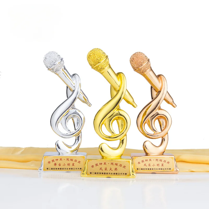 Golden Microphone Trophy Good Voice Trophy Music Award CupTrophy Microphone Singing Competition Music Good Voice AwardTrophies