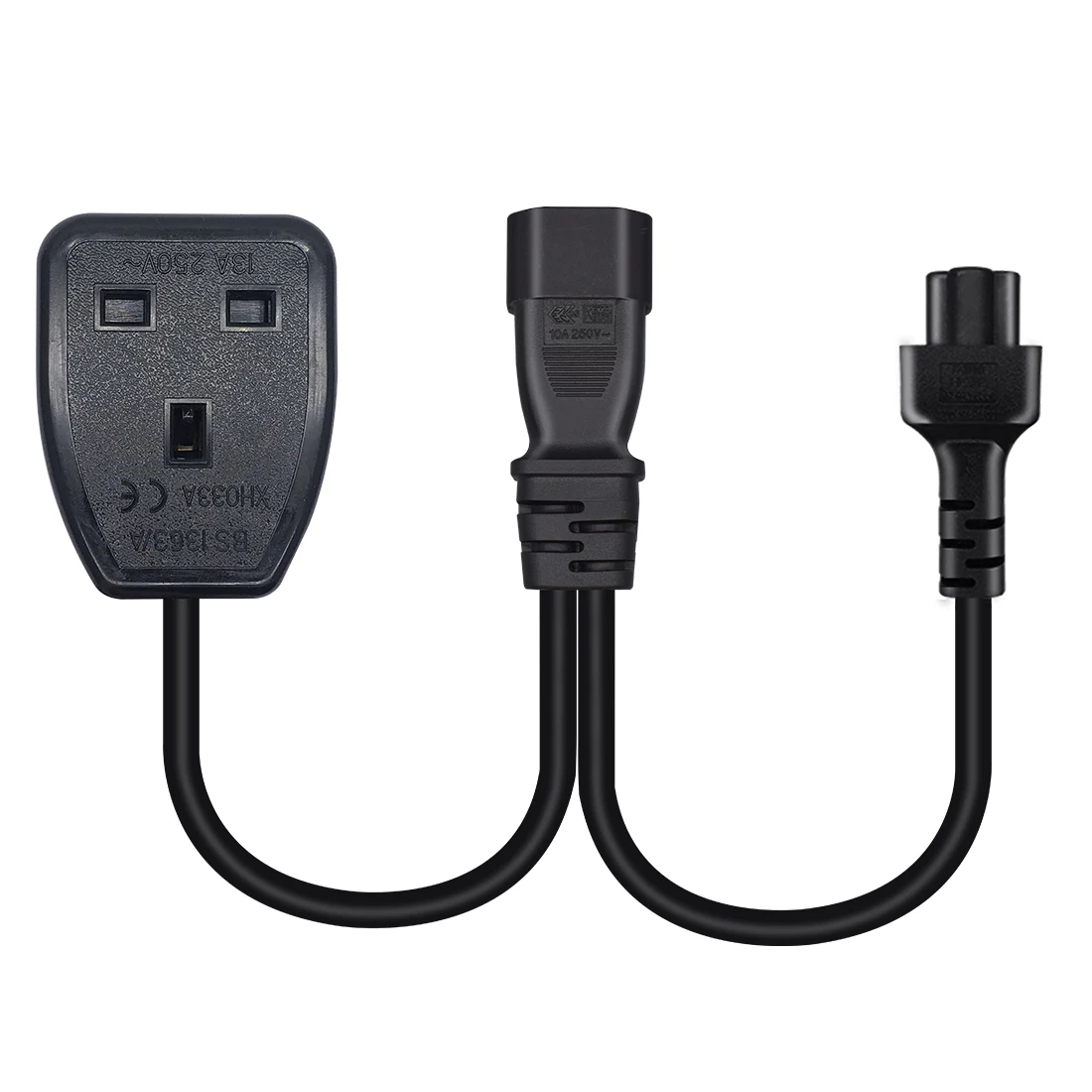 JORINDO C14 TO C5 + UK ซ็อกเก็ต Y Splitter ปลั๊กไฟสายไฟ, IEC320 C14 อังกฤษซ็อกเก็ตและ C5 3 หลุมสายแปลงไฟ