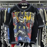 Camiseta recortada de manga corta con diamantes brillantes para hombres y mujeres, camisetas holgadas de algodón con cuello redondo y diamantes de imitación de verano de gran tamaño