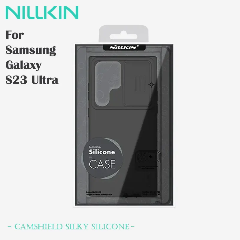 

Nillkin case for Samsung Galaxy S23 Ultra, Liquid Silicone, camera protection, lens slide cover, Anti-Fingerprint, Non-Slip