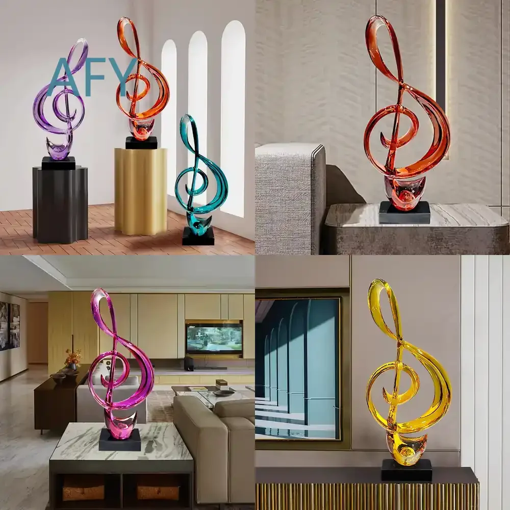 Creative Art Musical Notes Sculpture Decoration Resin Statue for Luxury Villa Living Room Entrance TV Cabinet Handicraft