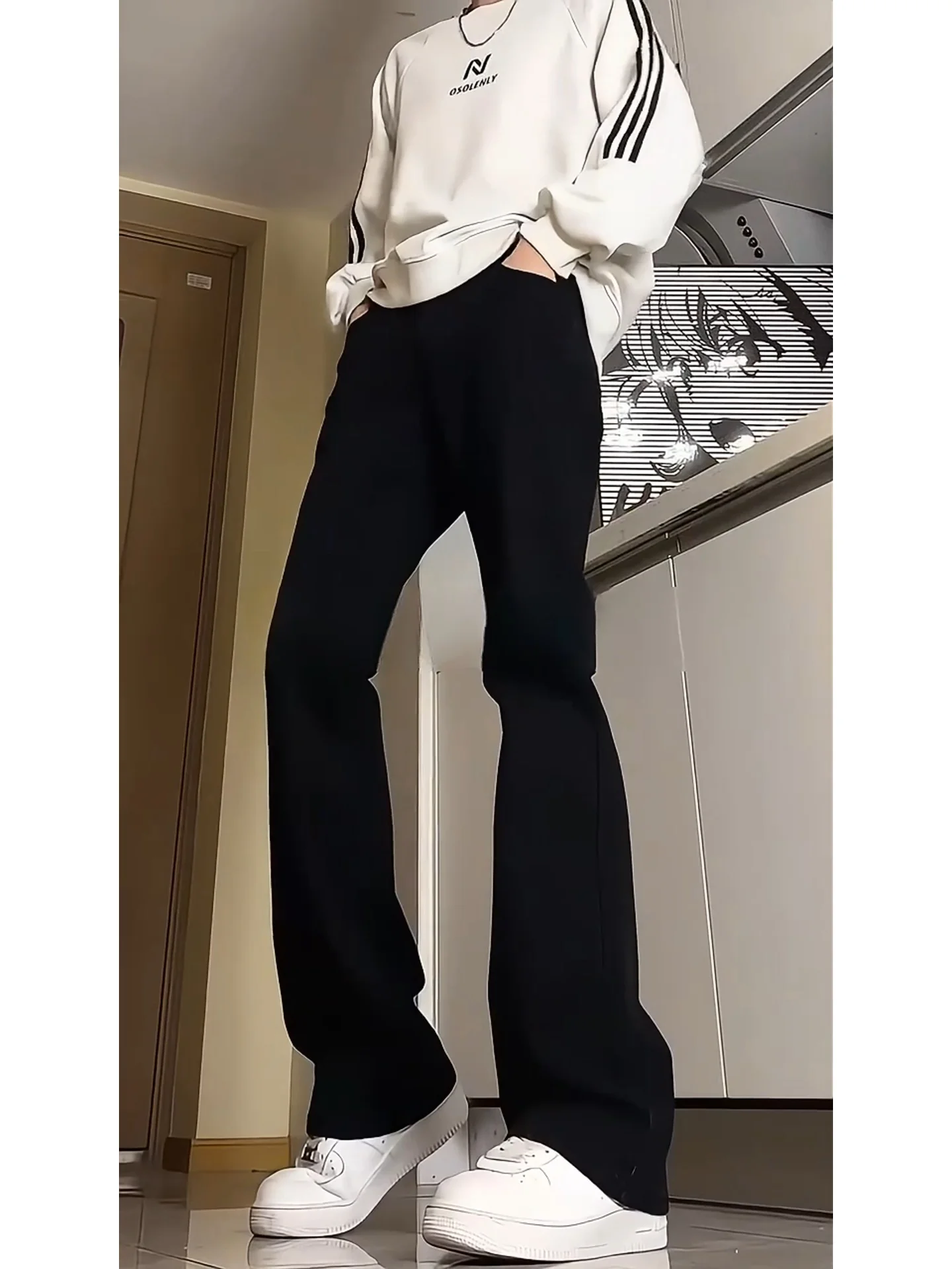 

Bla Elastic Slim Fit Jeans Men's Spring Trendy Brand Slimming Straight Leg American High Street Versatile Flared Pants