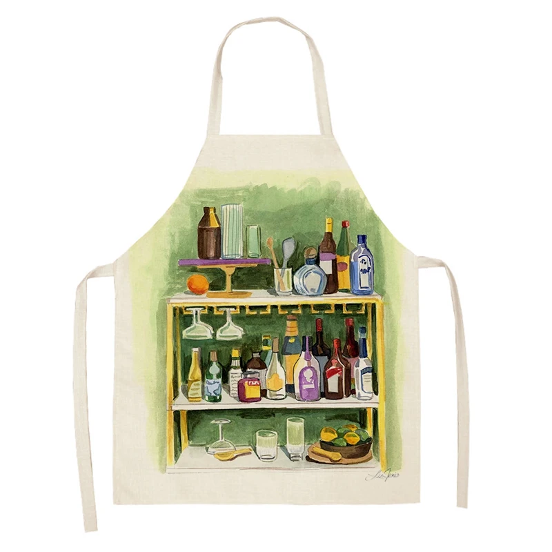 Women's kitchen apron oil painting style Restaurant chef barber Waterproof apron for menand child painting food fruit 55×68cm