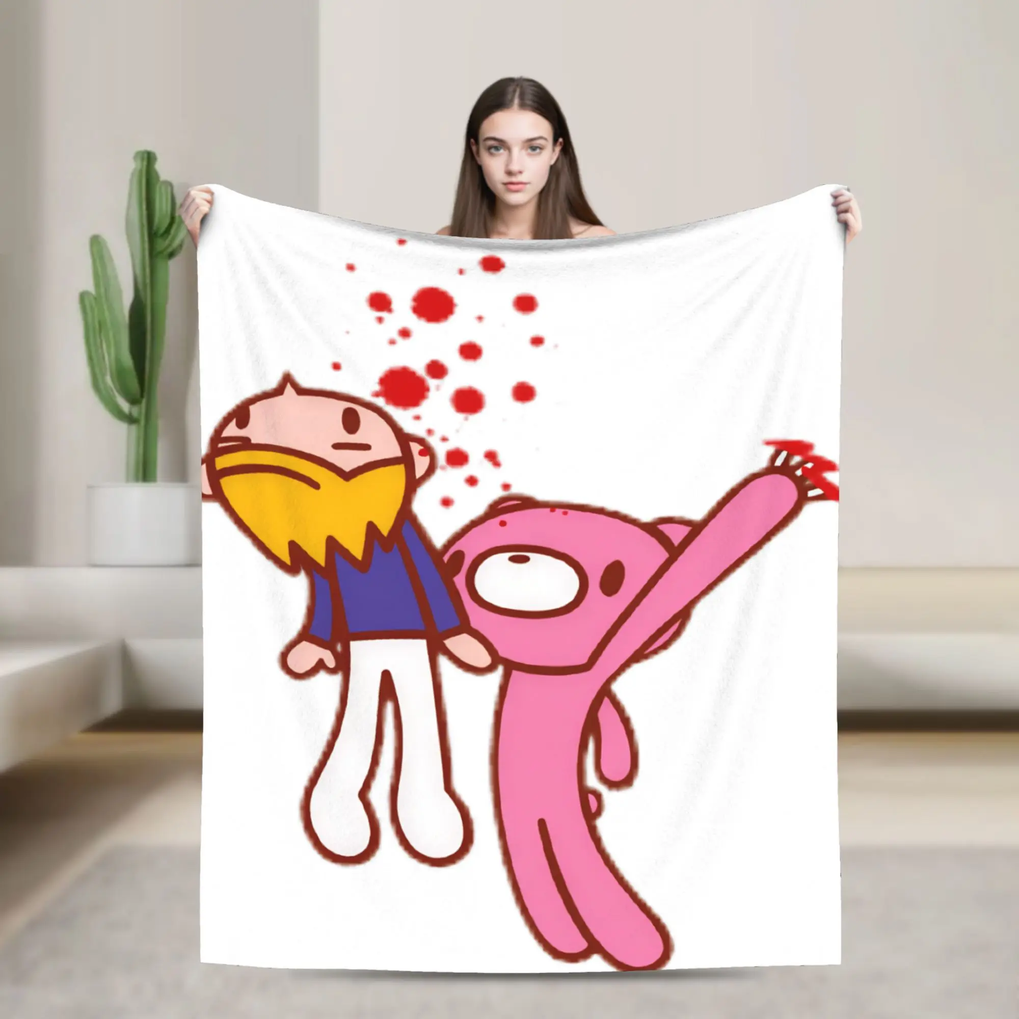 G-Gloomy Bear Flannel Blanket  Super Soft Throw Blanket for Home Decor Travel Office Novelty Bedspread Sofa Bed Cover