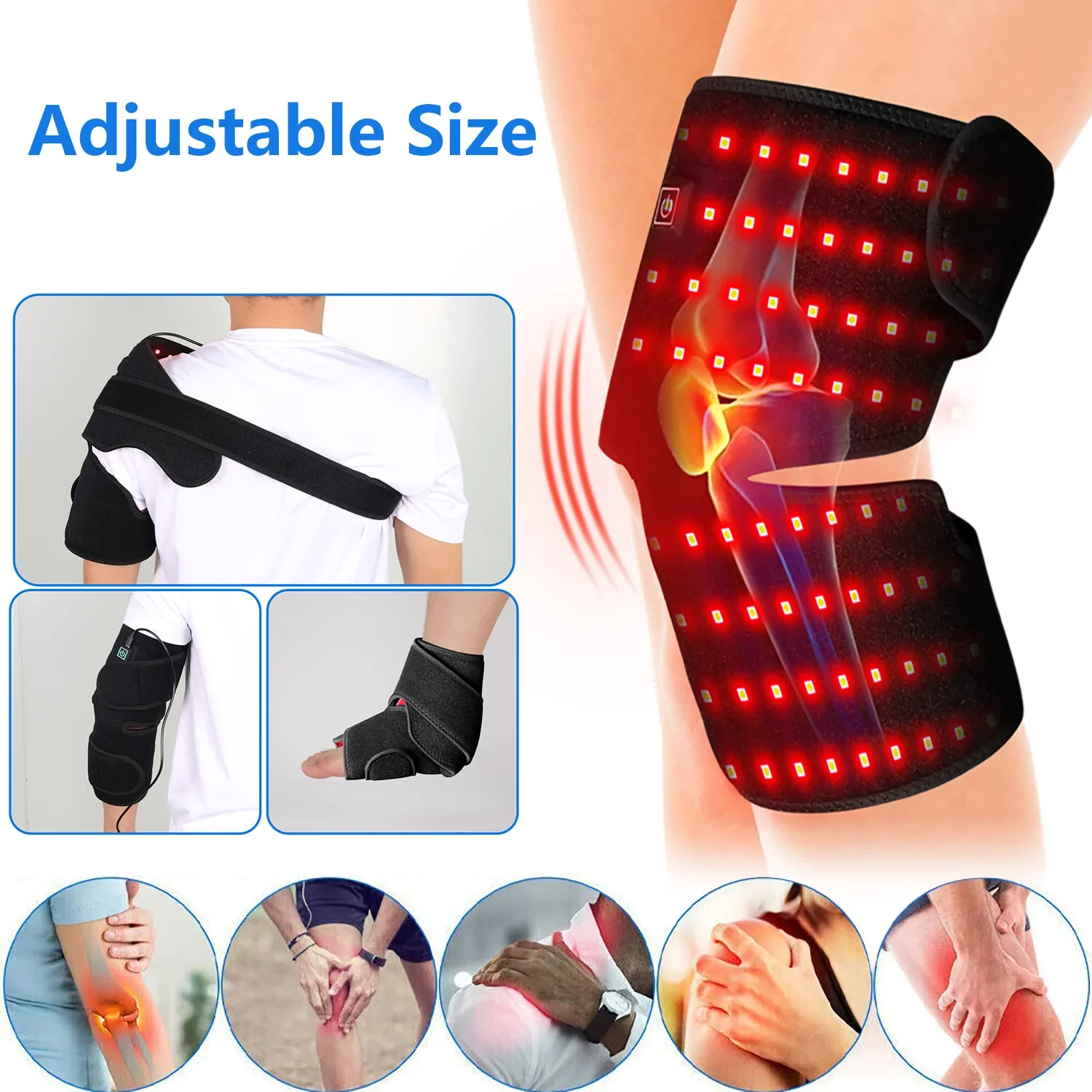 96LED660/850nm Red Light Therapy and Heated Knee Pads for Knee Pain Relief