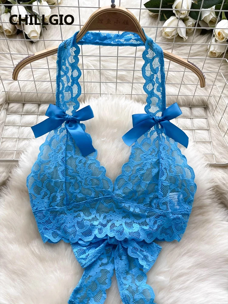 CHILLGIO Elegant 2-piece Sets for Women Y2K Sexy Lace V-Neck  Halter Tops+Hight Waist Tight Shorts Summer Matching Sets Vacation