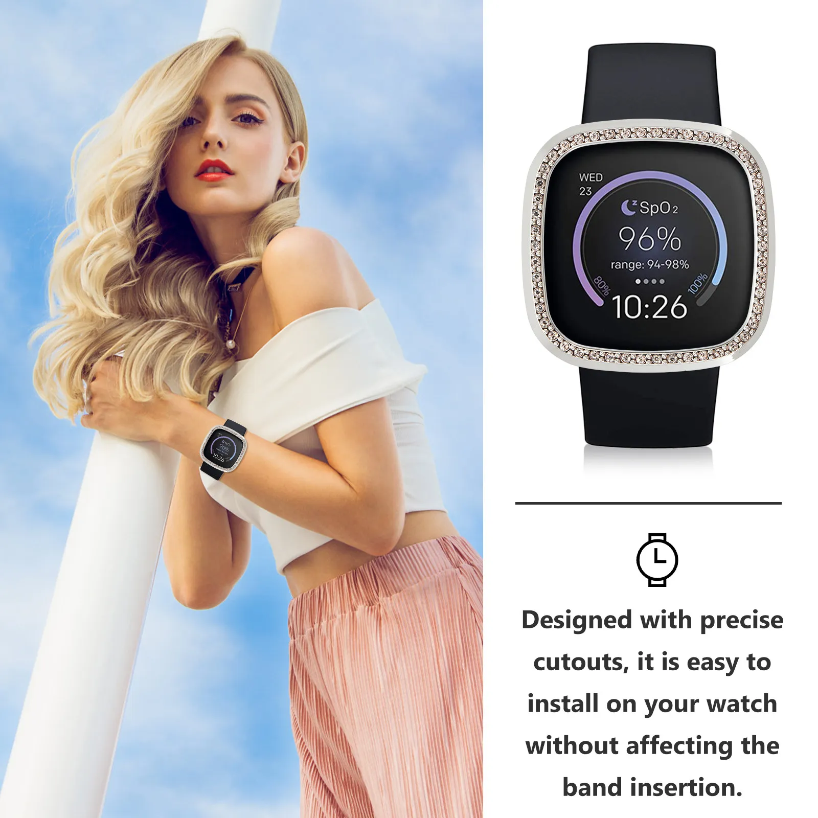 

1 шт. защитный чехол для часов с гальваническим покрытием, противоударный, с защитой от царапин, точными вырезами, совместимый с Fitbit Versa3 Sense Watch