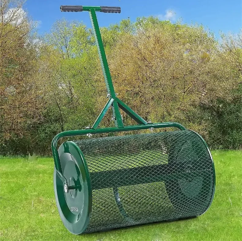 New Fertilization Pushpull Boom Spreader Lawn Garden Agriculture Forestry Iron Basket Roller Cover Soil Surface Dressing Compost