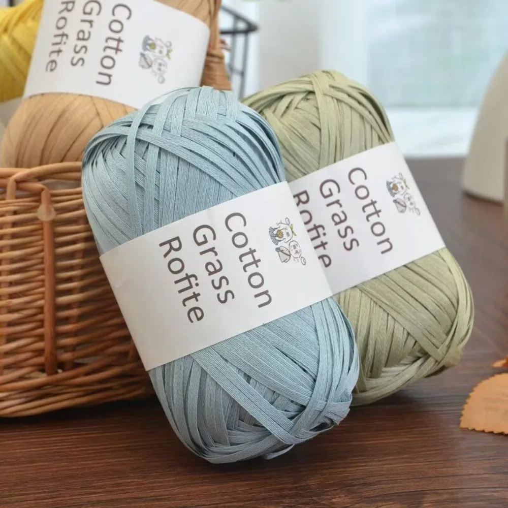 New Multicolour Rafia Yarn DIY Hand-Knitted Raffia Straw Yarn Crocheting Paper Threads Knitting