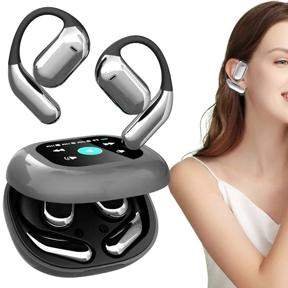Headphones AI Translation Earbuds Smart Touch Full Color Screen OWS Bone Conduction Bluetooth 5.4 Rechargeable IPX7 Sports Hifi