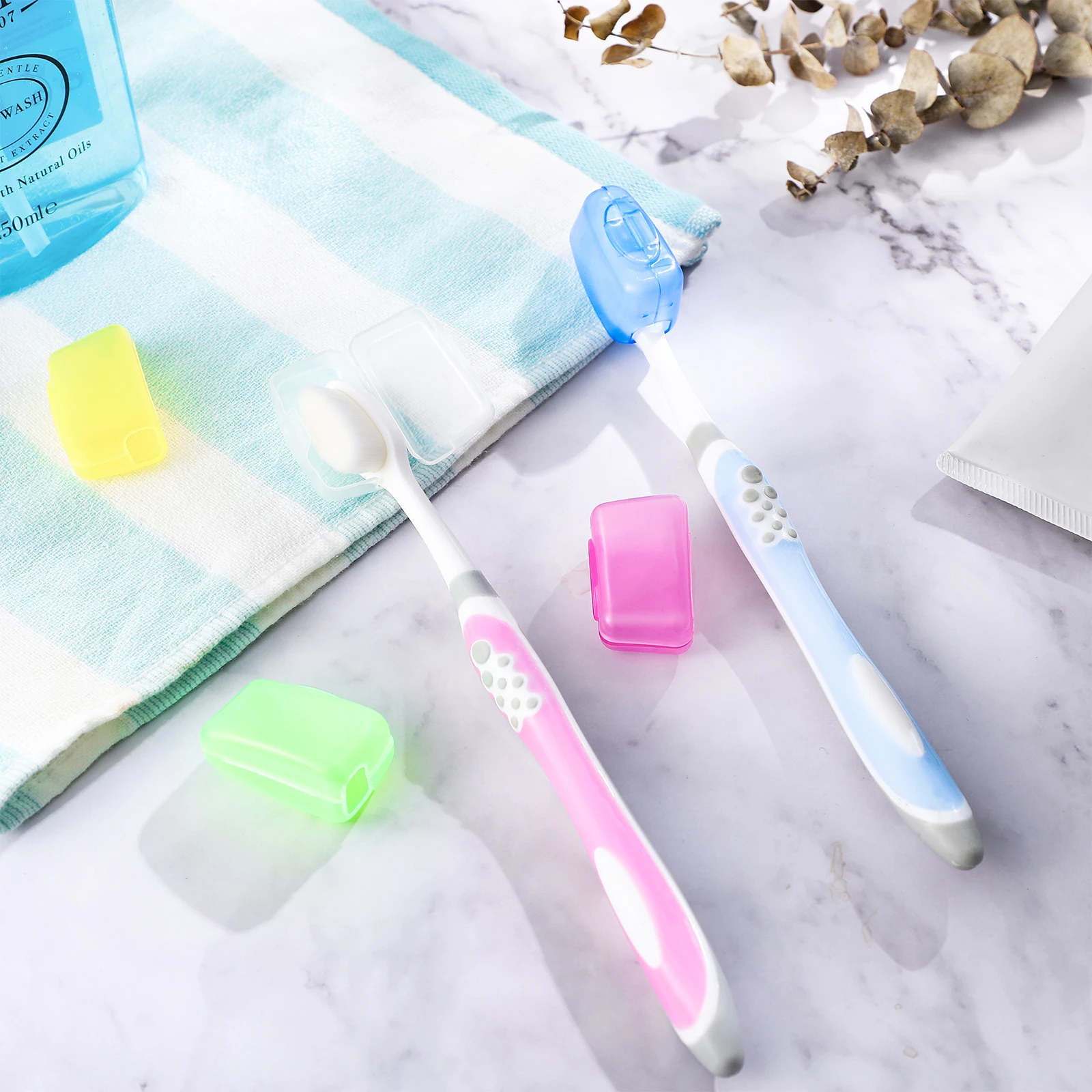 

10pcs Travel Toothbrush Head Caps Dustproof Cover for Camping Hiking Portable Hygiene Protection Brush Holder Case Set