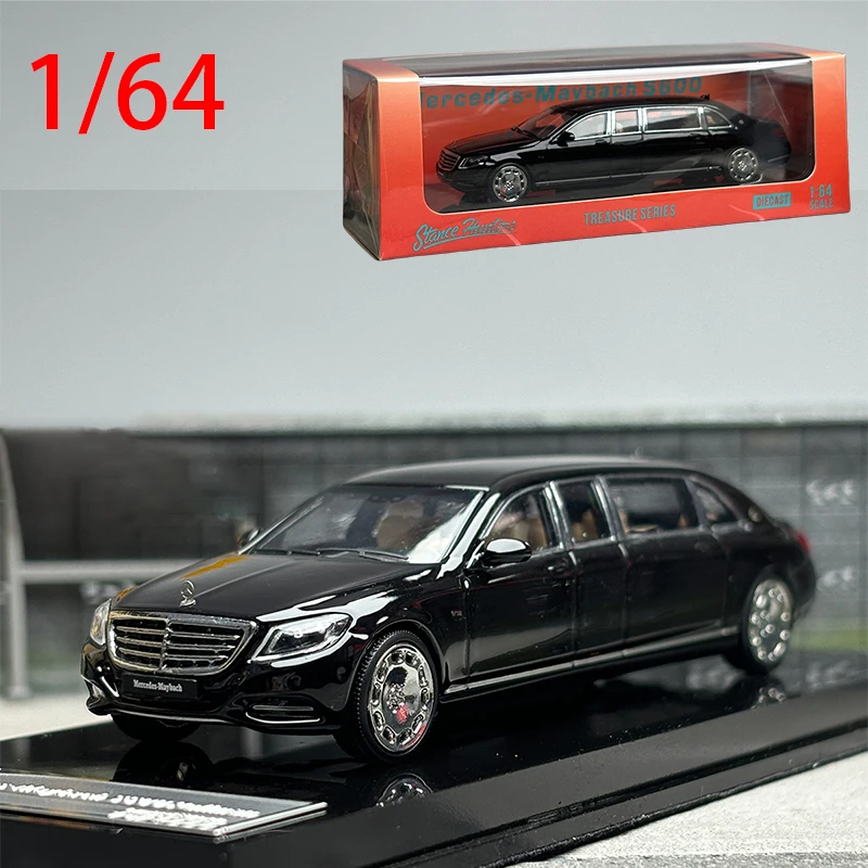 Diecast 1/64 Size Mercedes Maybach Pullman Model Car Benz S600 Alloy Car Model Toys for Boys Collection Display Hobby