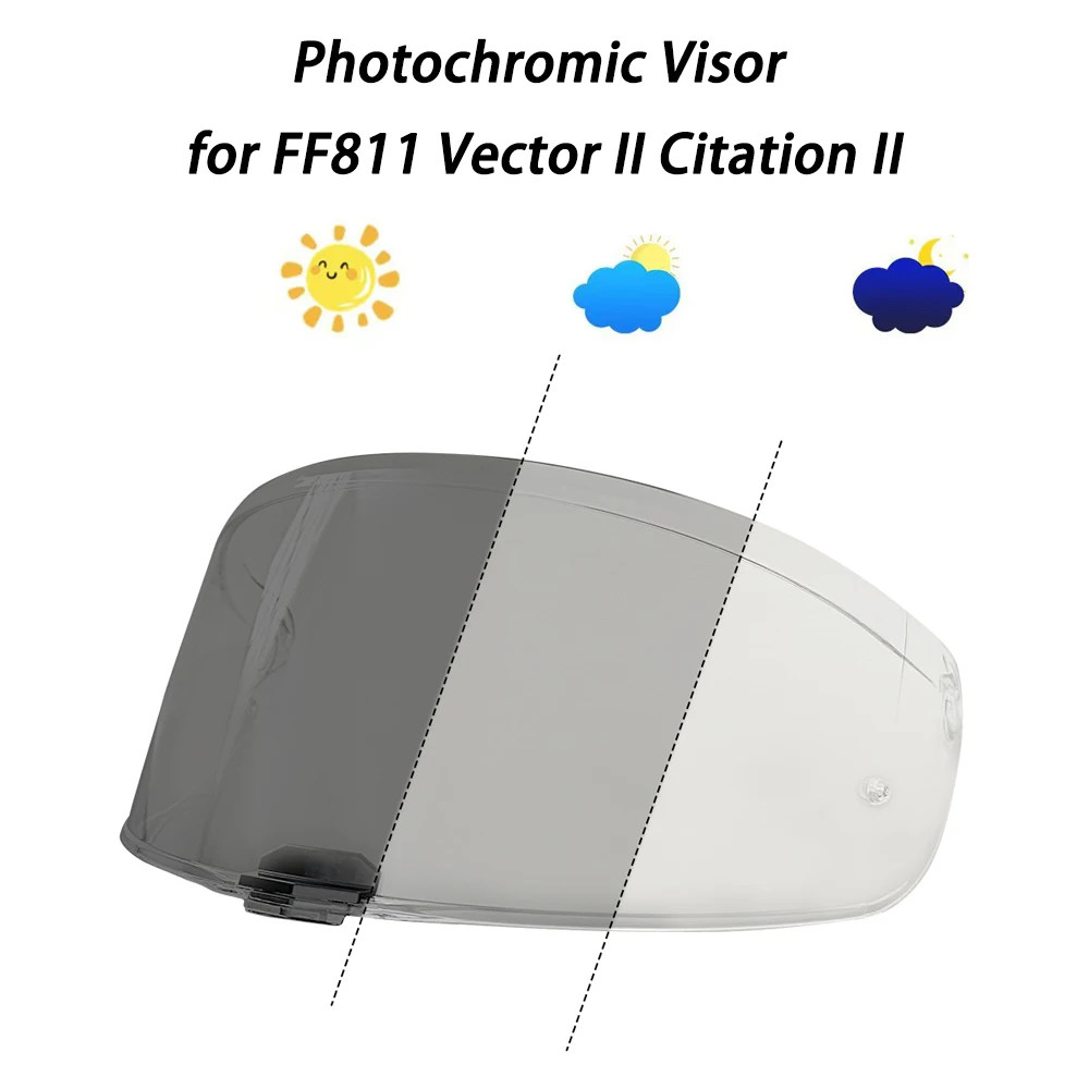 

Helmet Photochromic Visor Lens for LS2 FF811 Vector II Citation II Lens Phototropy Clear Anti-UV Glasses Shield Autochromic lens