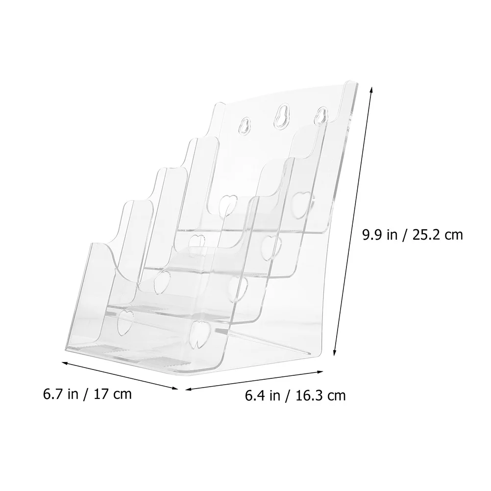

2Pcs 4 Tier Transparent Brochure Display Stand Plastic Document Holder Literature Organizer Pamphlet Display Stand