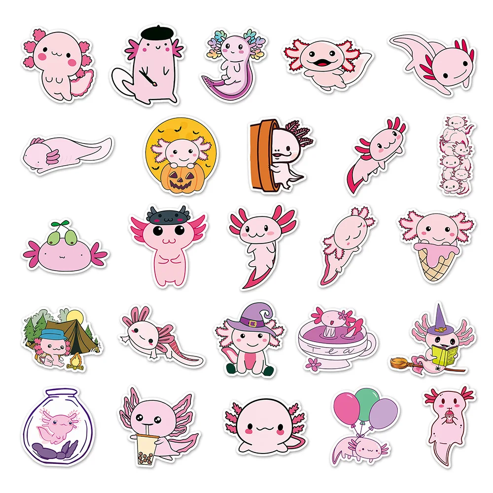 10/30/50pcs Cute Cartoon Animal Axolotl Graffiti Stickers Decals DIY Skateboard Laptop Scrapbook Luggage Sticker Kid Classic Toy