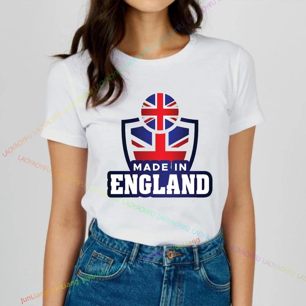 2024 Summer New Funny Shirt England Flag Badge Unisex Patriotism Graphic T Shirts Women\'s T-shirts Men T-shirt Short Sleeve Tee