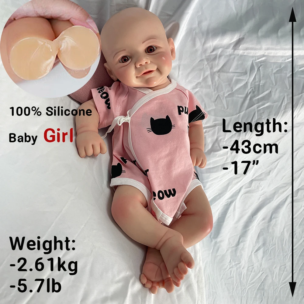 100% Silicone Reborn Doll Full Body  Soft 17