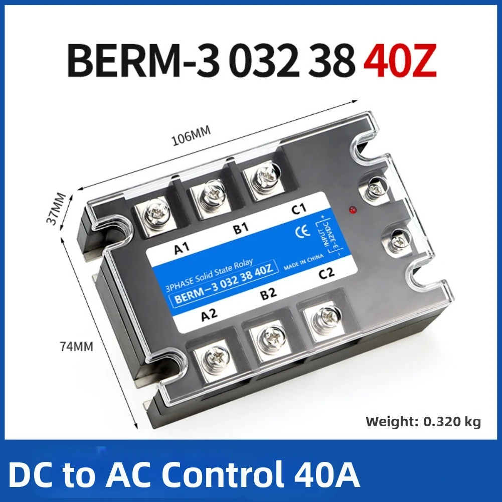 Three Phase State Relay DC Control AC 24-480V 10A 25A 40A For Heating And Motor Industrial Electrical Equipment