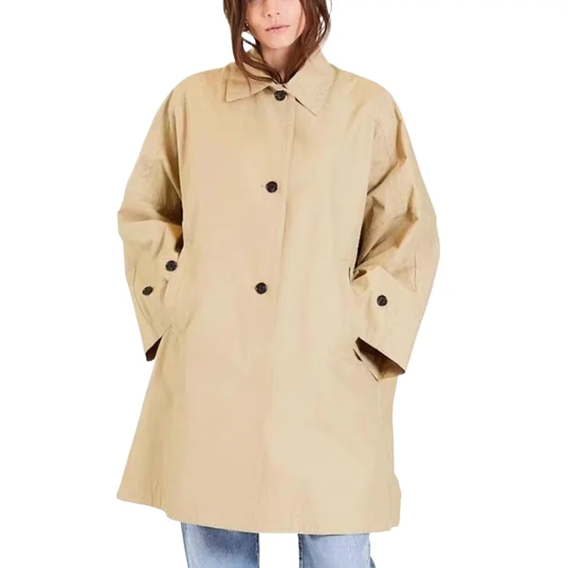 TT @ LUXURY-Women\'s A-Line Windbreaker, Loose, Classic, Medium, Long, Windproof Jacket, Nordic, British Style