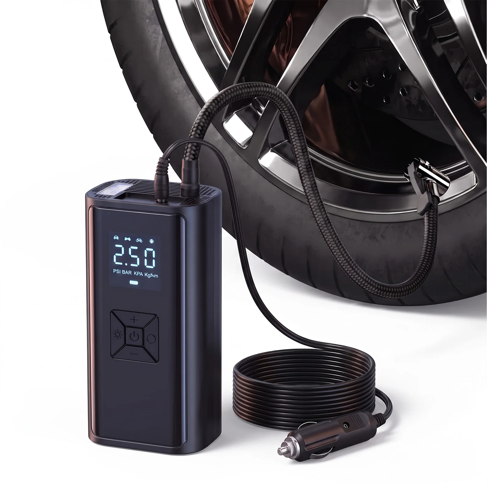 AliExpress NONE 150PSI Portable Car Inflator Pump with LED Light Car Tire Inflator LCD Display for Automobile Bicycle Ball (without battery)