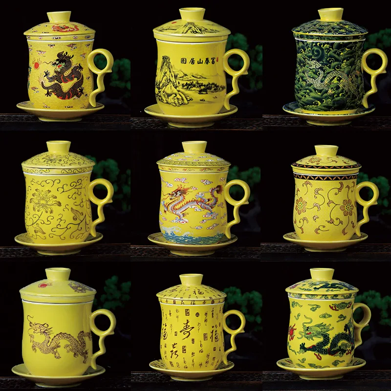 

Белая фарфоровая офисная кружка Dehua с крышкой, фильтр для чая, керамическая чашка в подарок