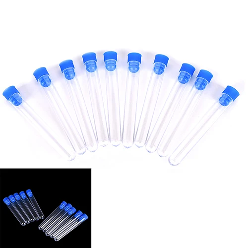 

10pcs 15x100mm Clear Plastic Test Tubes Hard Plastic Test Tube With Wing Plug