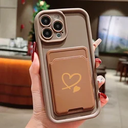 Luxuly Love Heart Insert Card Bag Case For Samsung Galaxy S25 S23 S22 Ultra Plus S24 FE A16 A55 A54 A53 A52 A33 A34  A15 Cover