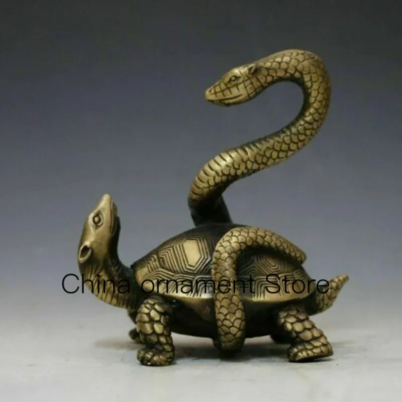 Turtle Snake Statue Basalt Four Beasts Feng Shui Animal God Beast Statue