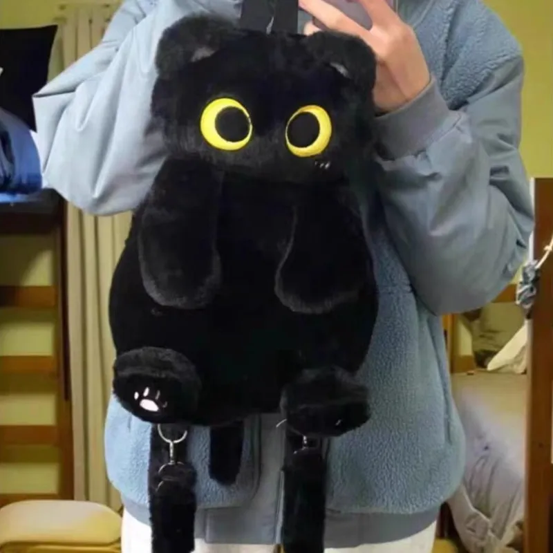 

Kawaii плюшевый милый мягкий кот черный рюкзак женский новый Harajuku эстетические мини-рюкзаки с животными популярные школьные сумки на плечо для девочек Y2k